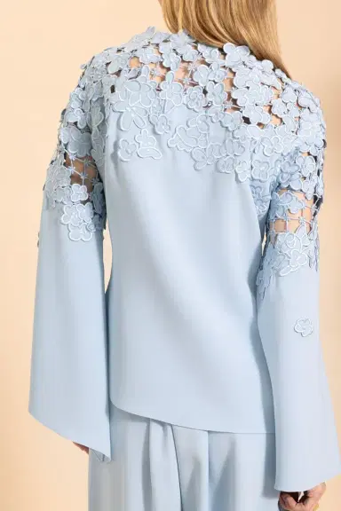 Oscar de la Renta Long Sleeve Embroidered Blouse | Thumbnail 2 Oscar de la Renta Long Sleeve Embroidered Blouse | Thumbnail 2