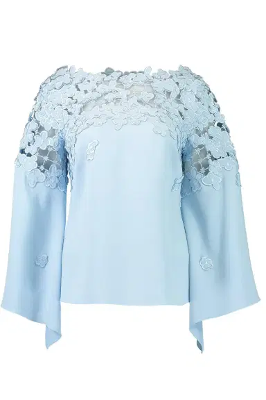 Oscar de la Renta Long Sleeve Embroidered Blouse | Thumbnail 3 Oscar de la Renta Long Sleeve Embroidered Blouse | Thumbnail 3