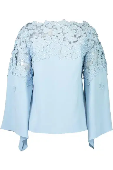 Oscar de la Renta Long Sleeve Embroidered Blouse | Thumbnail 1 Oscar de la Renta Long Sleeve Embroidered Blouse | Thumbnail 1