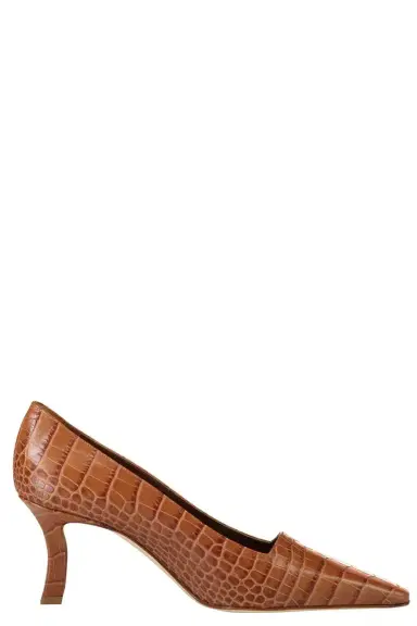 Manolo Blahnik Morailo Pump - Medium Brown Croc | Thumbnail 1