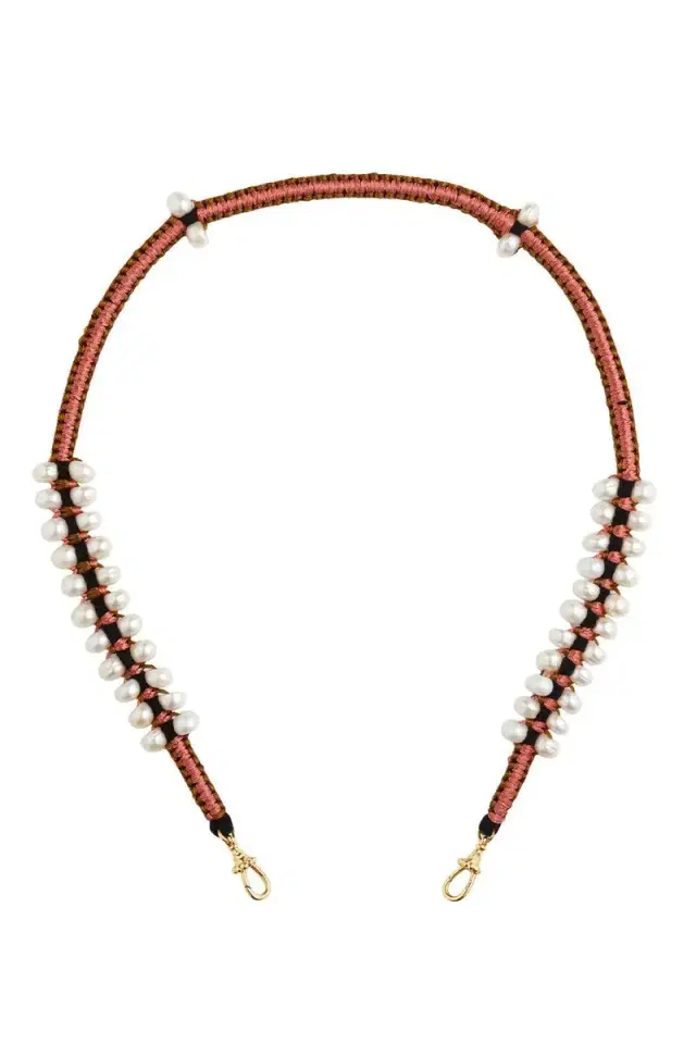 Marie Lichtenberg Pearl Pink Brown Ica Mauli Cord Necklace