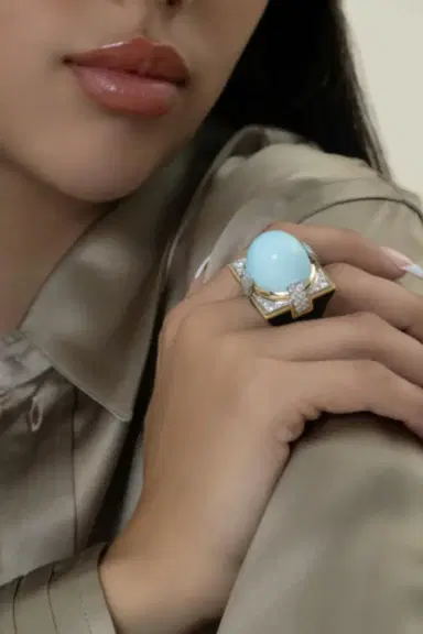 DAVID WEBB Turquoise Black Grand Central Ring | Thumbnail 2