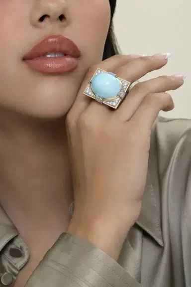 DAVID WEBB Turquoise Black Grand Central Ring | Thumbnail 4