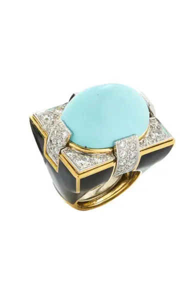 DAVID WEBB Turquoise Black Grand Central Ring | Thumbnail 1