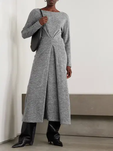 Proenza Schouler White Label Sai Pleated Bouclé Midi Dress | Thumbnail 2 Proenza Schouler White Label Sai Pleated Bouclé Midi Dress | Thumbnail 2