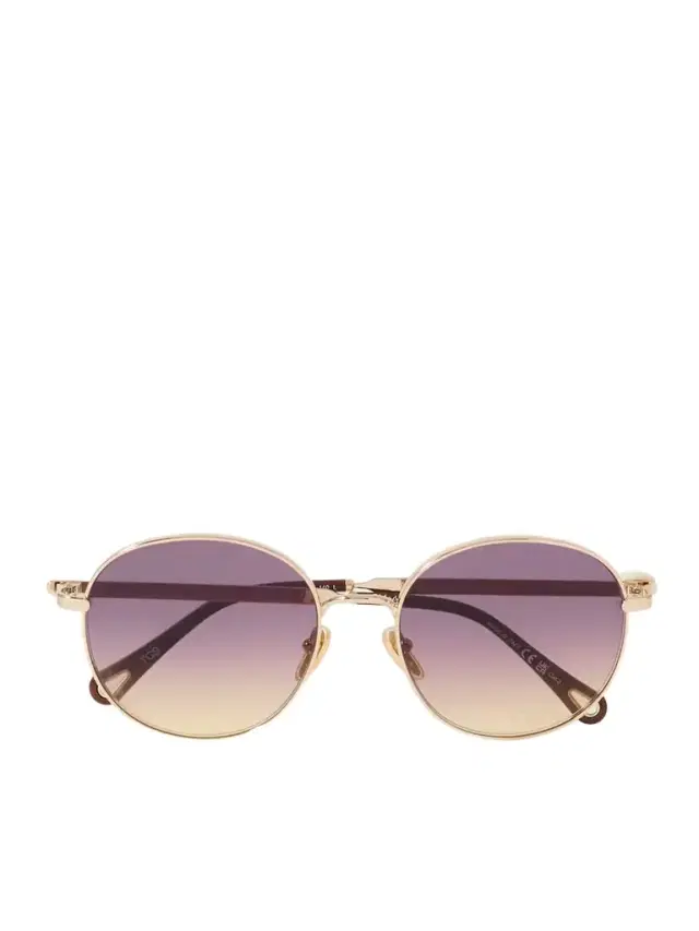 Aly Round-frame Gold-tone Sunglasses