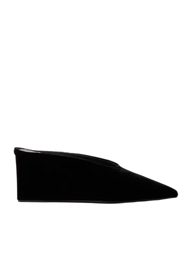 Alaïa 75 Velvet Wedge Mules