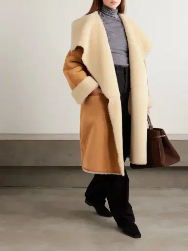 TOTEME Draped Shearling Coat | Thumbnail 2 TOTEME Draped Shearling Coat | Thumbnail 2