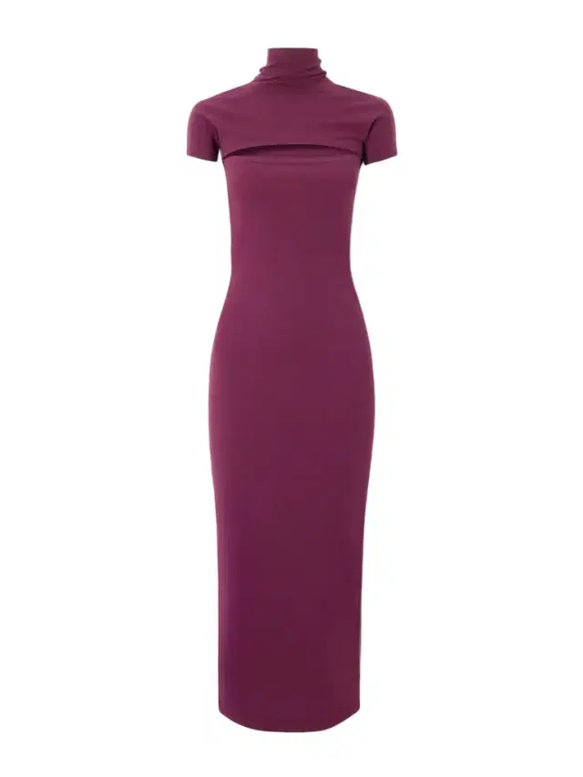 Stretch-jersey Turtleneck Midi Dress