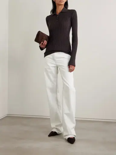 Calvin Klein Collection Amber Ribbed Wool Polo Sweater | Thumbnail 2 Calvin Klein Collection Amber Ribbed Wool Polo Sweater | Thumbnail 2