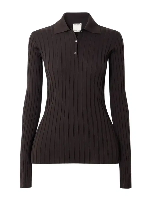 Amber Ribbed Wool Polo Sweater