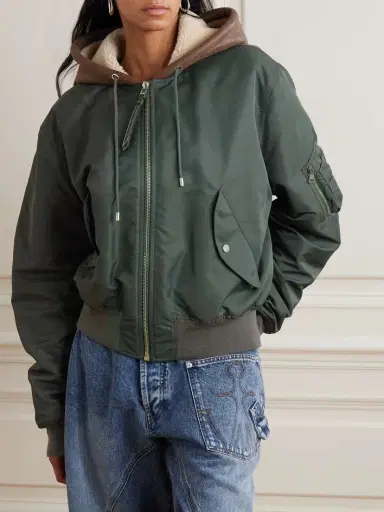 JW Anderson Hooded Padded Shell And Shearling Bomber Jacket | Thumbnail 3 JW Anderson Hooded Padded Shell And Shearling Bomber Jacket | Thumbnail 3