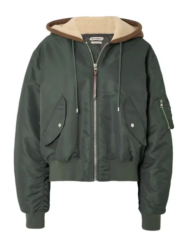 Hooded Padded Shell And Shearling Bomber Jacket