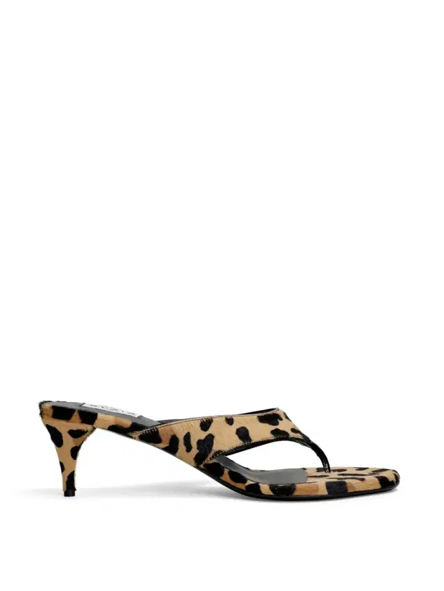 Leopard Haircalf Infradito Thong Mules