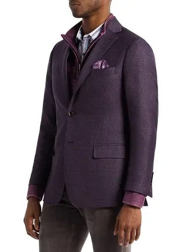 Robert Graham Men's Woodson Wool-Blend Sportcoat - Berry - Size 50 | Thumbnail 3
