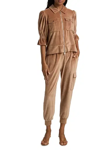 Cinq à Sept Women's Holly Velour Zip-Front Jacket - Mocha | Thumbnail 2 Cinq à Sept Women's Holly Velour Zip-Front Jacket - Mocha | Thumbnail 2