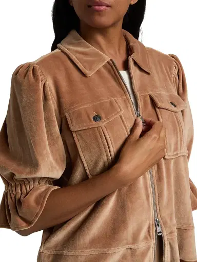 Cinq à Sept Women's Holly Velour Zip-Front Jacket - Mocha | Thumbnail 6 Cinq à Sept Women's Holly Velour Zip-Front Jacket - Mocha | Thumbnail 6