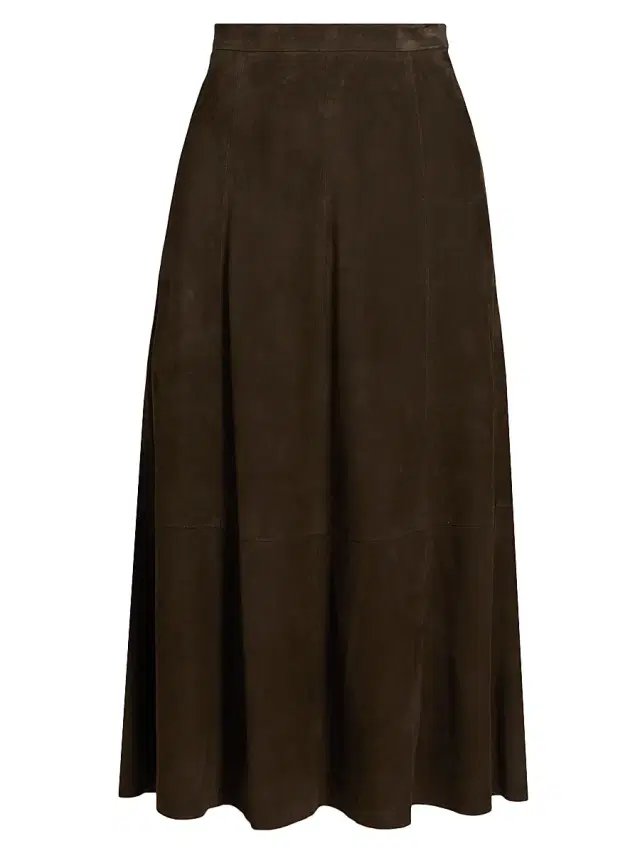 Vince Women's Flared Suede Midi-Skirt - Deep Espresso