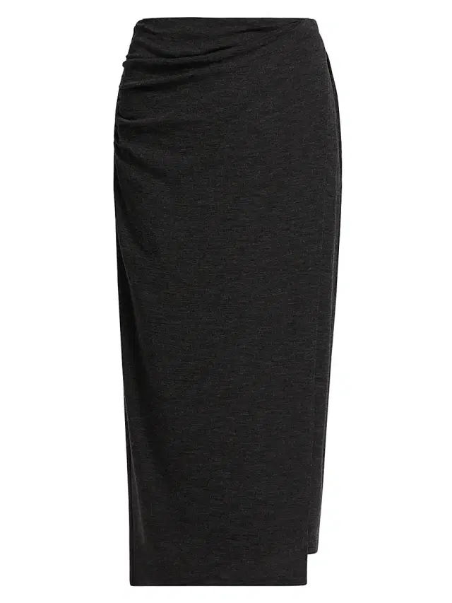 Vince Women's Draped Wool-Blend Midi-Skirt - Dark Grey