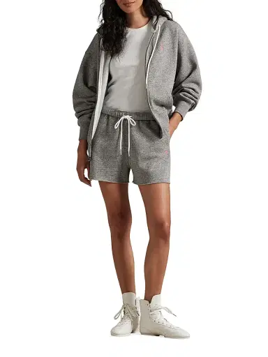Polo Ralph Lauren Women's Pink Pony Fleece Full-Zip Hoodie - Heather | Thumbnail 2