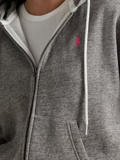 Polo Ralph Lauren Women's Pink Pony Fleece Full-Zip Hoodie - Heather | Thumbnail 5