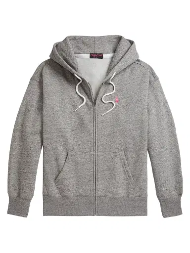 Polo Ralph Lauren Women's Pink Pony Fleece Full-Zip Hoodie - Heather | Thumbnail 1