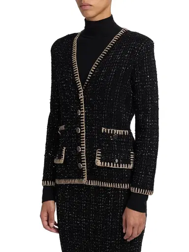 Veronica Beard Women's Ceriani Sequined Metallic Knit Jacket - Black | Thumbnail 4 Veronica Beard Women's Ceriani Sequined Metallic Knit Jacket - Black | Thumbnail 4