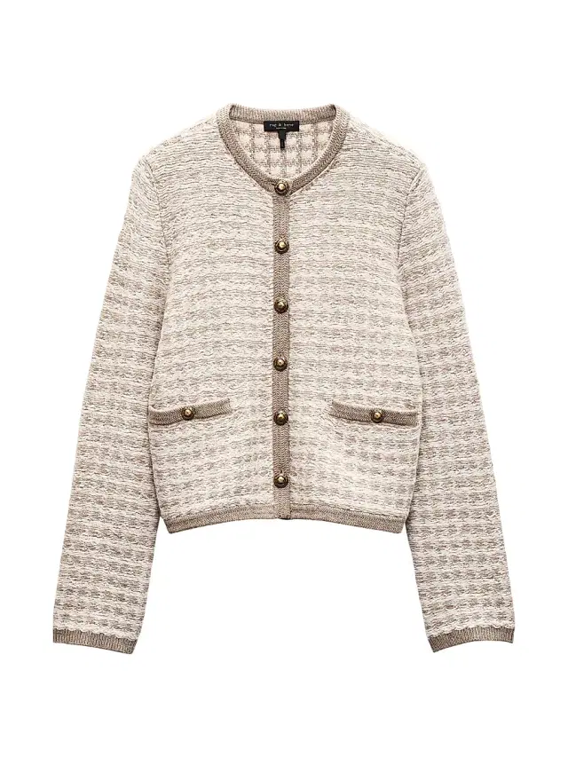 rag & bone Women's Robyn Wool-Blend Bouclé Cardigan - Oatmeal