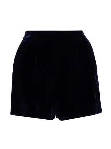 L'AGENCE Women's Ashton Velvet Shorts - Midnight | Thumbnail 1