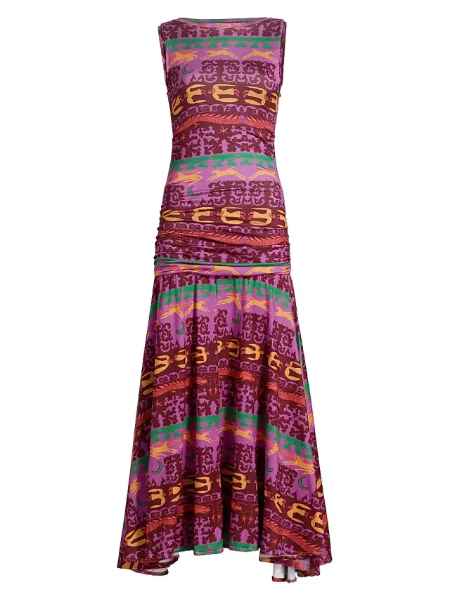 Carolina K Women's Mate Ruched Drop-Waist Maxi Dress