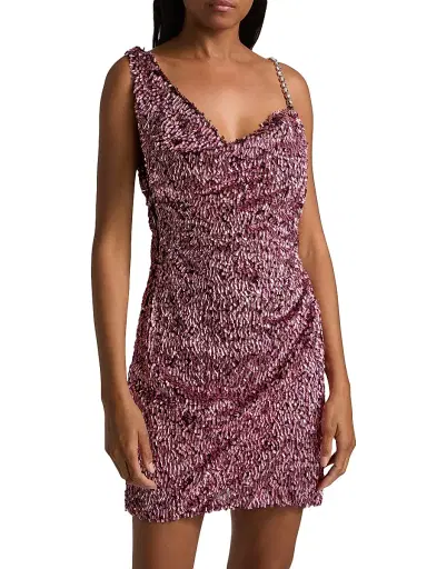 AREA Women's Crystal-Strap Sequin Minidress | Thumbnail 3