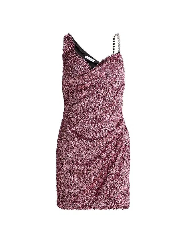 AREA Women's Crystal-Strap Sequin Minidress - Metallic Rose