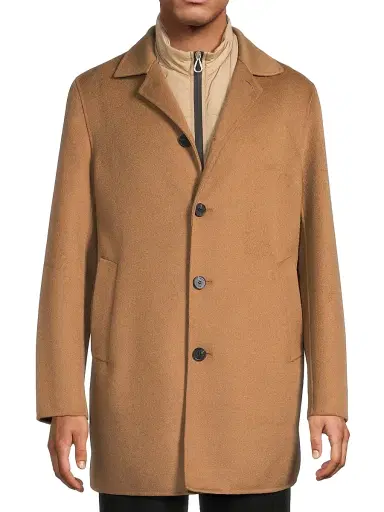 Paltò Men's Alfredo Wool Layered Car Coat - Camel Dark Brown - Size 46 | Thumbnail 3 Paltò Men's Alfredo Wool Layered Car Coat - Camel Dark Brown - Size 46 | Thumbnail 3