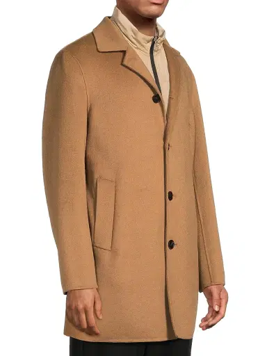 Paltò Men's Alfredo Wool Layered Car Coat - Camel Dark Brown - Size 46 | Thumbnail 4 Paltò Men's Alfredo Wool Layered Car Coat - Camel Dark Brown - Size 46 | Thumbnail 4