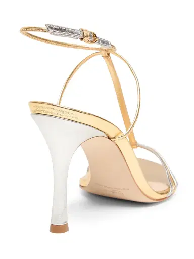 22élevé Women's 90MM Metallic Leather T-Strap Sandals | Thumbnail 3 22élevé Women's 90MM Metallic Leather T-Strap Sandals | Thumbnail 3