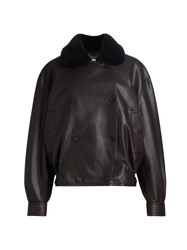 Women's Murphy Faux-Leather Oversized Bomber Jacket - Espresso