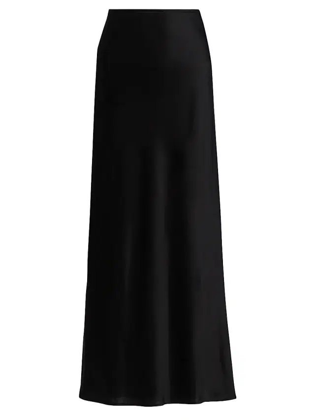 Women's Barb Satin Bias Maxi Skirt - Black