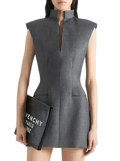 Givenchy Women's Tailored Dress in Wool - Grey Mix | Thumbnail 2 Givenchy Women's Tailored Dress in Wool - Grey Mix | Thumbnail 2