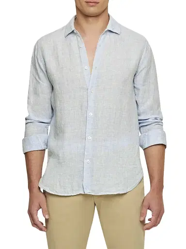 Orlebar Brown Men's Giles Linen Button-Front Sport Shirt | Thumbnail 3 Orlebar Brown Men's Giles Linen Button-Front Sport Shirt | Thumbnail 3