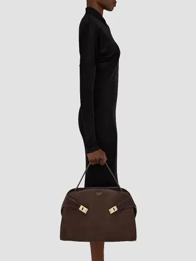 FERRAGAMO Women's Hug Suede Shoulder Bag - Brown | Thumbnail 2