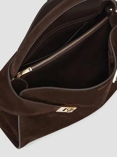 FERRAGAMO Women's Hug Suede Shoulder Bag - Brown | Thumbnail 6