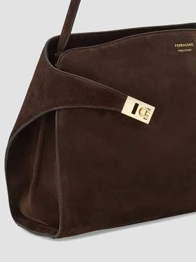 FERRAGAMO Women's Hug Suede Shoulder Bag - Brown | Thumbnail 7