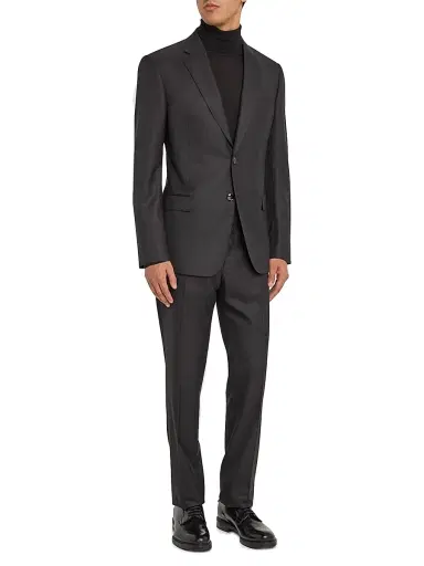 Giorgio Armani Men's Basic Wool Single-Breasted Suit - Black - Size 50 | Thumbnail 2