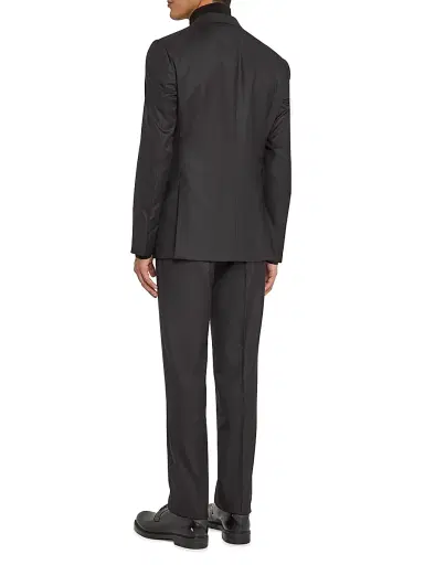 Giorgio Armani Men's Basic Wool Single-Breasted Suit - Black - Size 50 | Thumbnail 3
