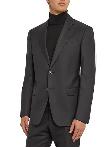 Giorgio Armani Men's Basic Wool Single-Breasted Suit - Black - Size 50 | Thumbnail 4