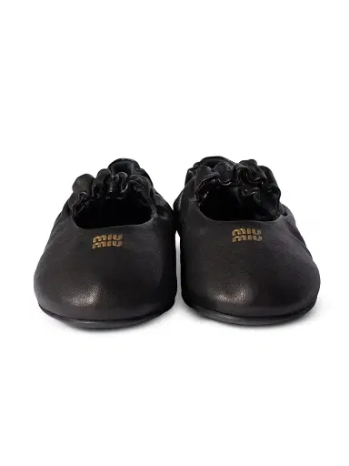 Miu Miu Women's Ruches Nappa Leather Ballerinas - Black - Size 10.5 | Thumbnail 2