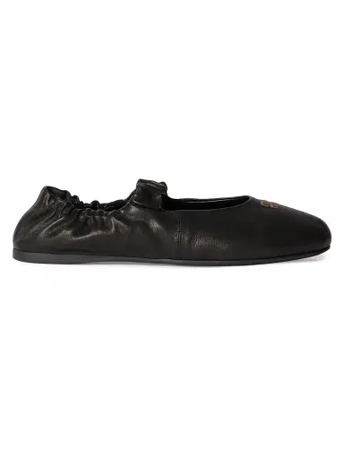 Miu Miu Women's Ruches Nappa Leather Ballerinas - Black - Size 10.5 | Thumbnail 1