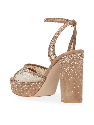 Gianvito Rossi Women's 100MM Crystal-Embellished Suede Sandals - Praline Nude - Size 11 | Thumbnail 2 Gianvito Rossi Women's 100MM Crystal-Embellished Suede Sandals - Praline Nude - Size 11 | Thumbnail 2