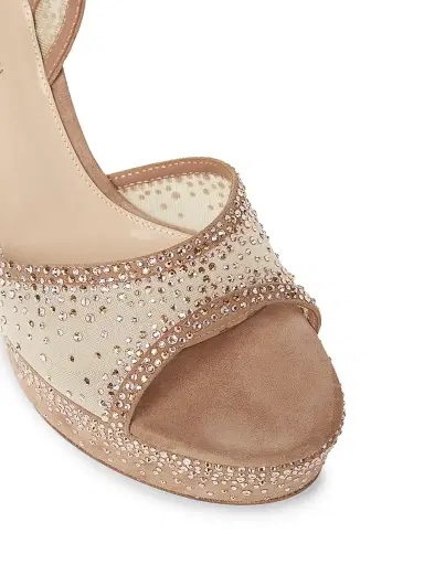 Gianvito Rossi Women's 100MM Crystal-Embellished Suede Sandals - Praline Nude - Size 11 | Thumbnail 3 Gianvito Rossi Women's 100MM Crystal-Embellished Suede Sandals - Praline Nude - Size 11 | Thumbnail 3