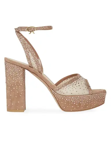 Gianvito Rossi Women's 100MM Crystal-Embellished Suede Sandals - Praline Nude - Size 11 | Thumbnail 1 Gianvito Rossi Women's 100MM Crystal-Embellished Suede Sandals - Praline Nude - Size 11 | Thumbnail 1